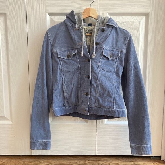 Vintage Y2K Plugg Blue Corduroy Hoodie | Women’s Medium - Picture 1 of 8